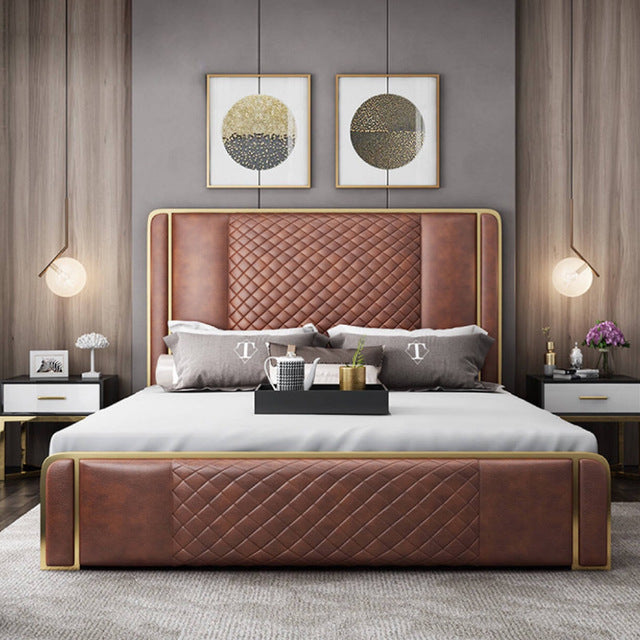 Stylish Leather Luxury Bedroom Furniture Sets